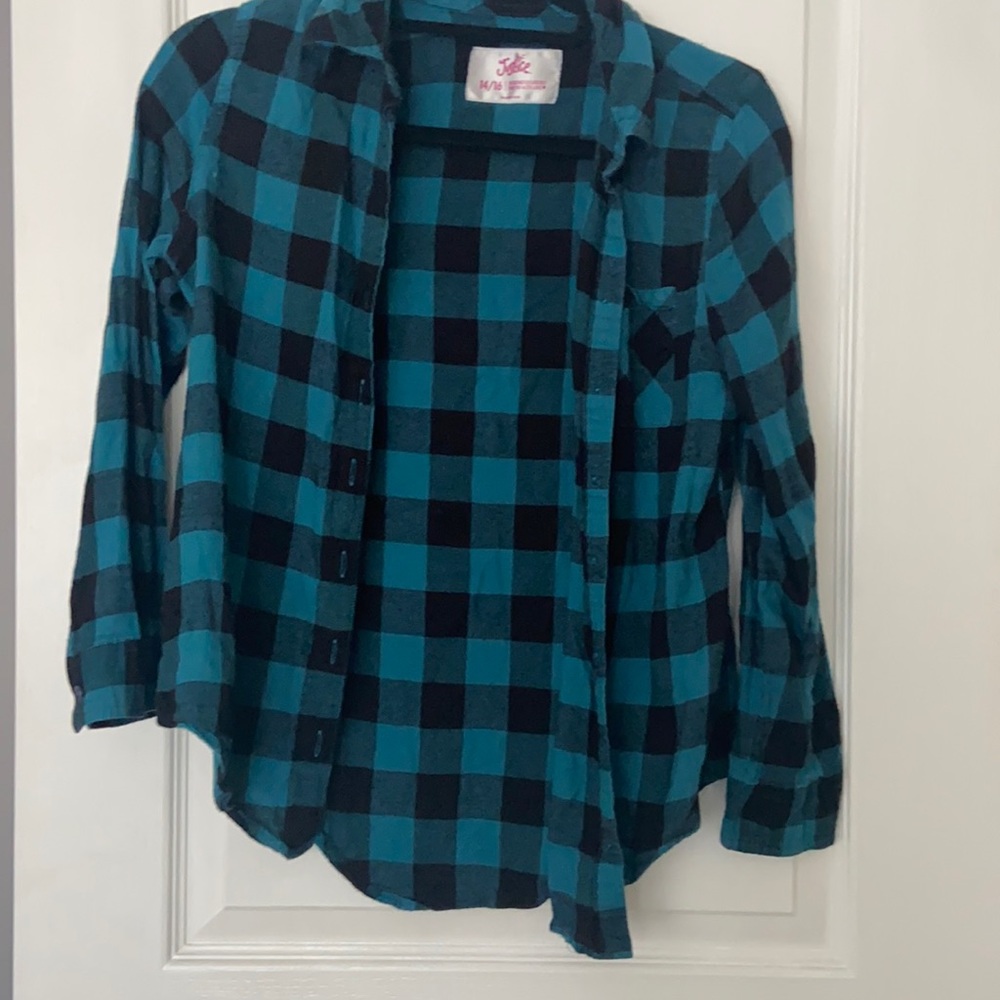 👖 5/$25 justice fleece girls button down 14/16